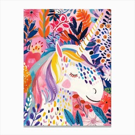Floral Modern Fauvism Unicorn 1 Canvas Print
