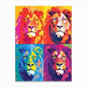Lion Tile Pop Art Style Canvas Print