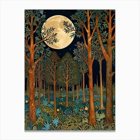 William Morris Full Moon In The Forest 18 Canvas Print