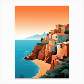 Spiaggia Del Principe Sardinia Italy Mediterranean Style Illustration 1 Canvas Print