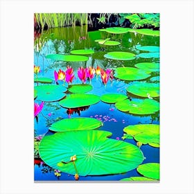 Water Lily Pond Landscapes Waterscape Pop Art Photography 1 Canvas Print