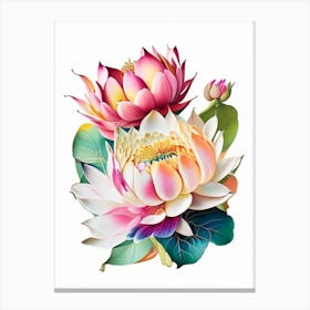 Lotus Flower Bouquet Decoupage 1 Canvas Print