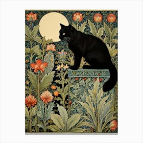 William Morris Black Cat In The Moonlight 1 Canvas Print