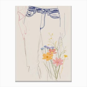 Jean Line Art Flowers 5 Canvas Print