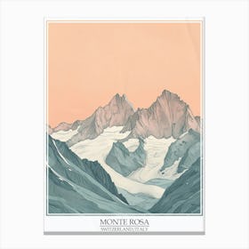 Monte Rosa Switzerland Italy Color Line Drawing 1 Poster Canvas Print