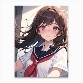 Anime Girl In School Uniform 1 Canvas Print