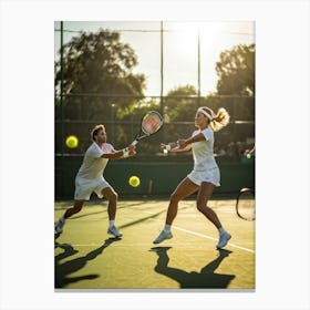 Tennis Players In Action Canvas Print