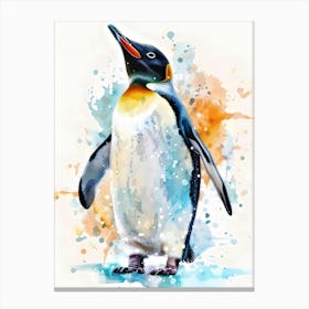 Penguin Watercolor Painting Canvas Print