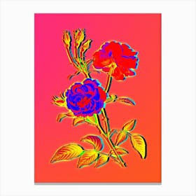 Neon Ever Blowing Rose Botanical in Hot Pink and Electric Blue n.0516 Canvas Print
