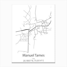 Manuel Tames,Cuba Minimalist Map Canvas Print