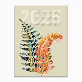 Calendar 2025 colorful fern leaves Canvas Print