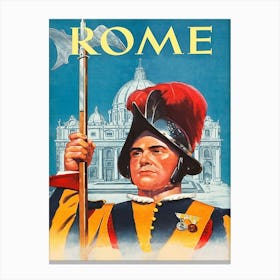 Rome, Italy, Vintage Travel Poster Canvas Print