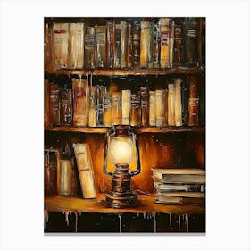 Book Shelf With Lamp Canvas Print