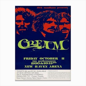 Cream 1968 New Haven Farewell Tour Poster Canvas Print