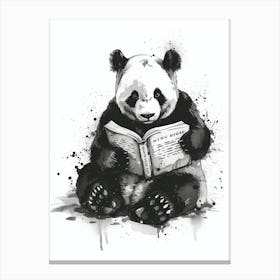 Giant Panda Reading Ink Illustration 3 Canvas Print