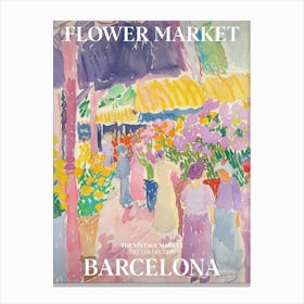 Vintage Flower Market Painting Barcelona 2 Canvas Print