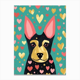Frenchie Heart Pattern Canvas Print