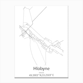 Hlobyne,Ukraine Minimalist Map Canvas Print