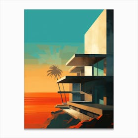Abstract Illustration Of Hapuna Beach Hawaii Orange Hues 1 Canvas Print