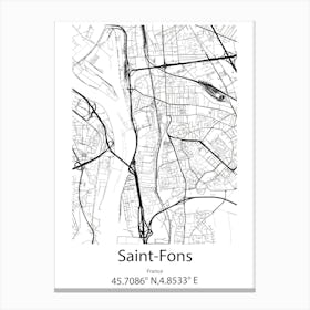 Saint Fons,France Minimalist Map Canvas Print