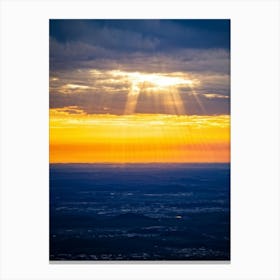 An Idyllic Sunset Unfolds In Heaven Where Beautiful Sun Rays Pierce Through The Clouds Creating A P (1) 2 Canvas Print