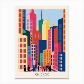 Magnificent Mile Chicago Colourful Travel Poster Canvas Print