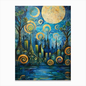 Moonlight Cityscape Canvas Print