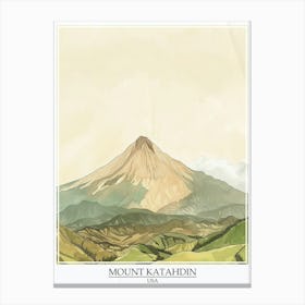 Mount Katahdin Usa Color Line Drawing 2 Poster Canvas Print