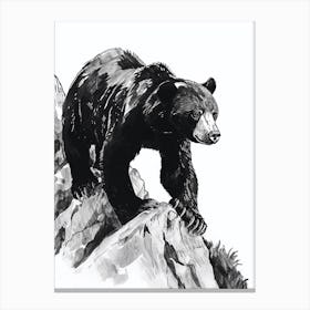Malayan Sun Bear Walking On A Mountain Ink Illustration 2 Canvas Print