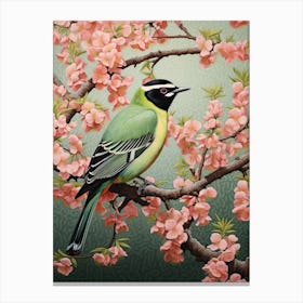 Ohara Koson Inspired Bird Painting Cedar Waxwing 4 Canvas Print