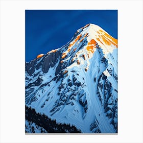 Sunrise On A Snowy Mountain Canvas Print