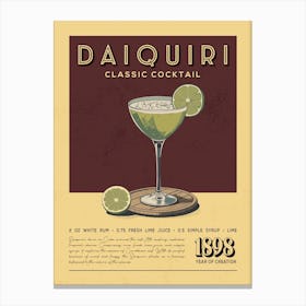 Daiquiri Classic Cocktail Canvas Print