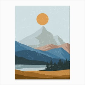 Landscape With Mountains And Lake Canvas Print