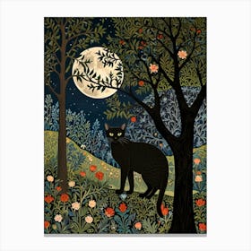 William Morris Black Cat In The Moonlight 5 Canvas Print