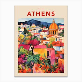 Athens Greece 2 Fauvist Travel Poster Canvas Print