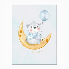 Teddy Bear On The Moon Kids and Nursery Canvas Print