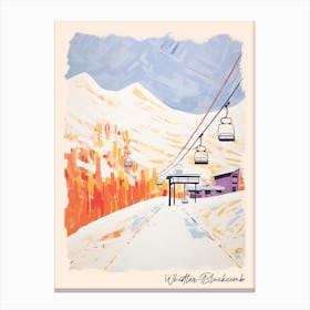 Poster Of Whistler Blackcomb   British Columbia, Canada, Ski Resort Pastel Colours Illustration 2 Canvas Print