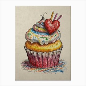 Cupcake With Heart 3 Canvas Print