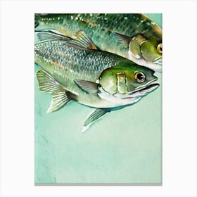 Cod Fish Storybook Watercolour Canvas Print