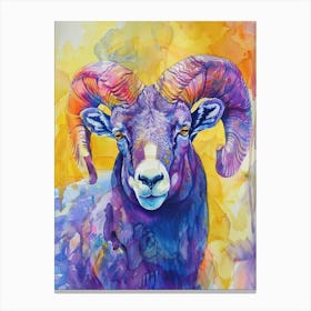 Ram Colourful Watercolour 2 Canvas Print