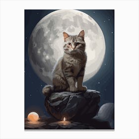 Cat In The Moonlight Canvas Print