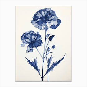 Blue Botanical Carnation 3 Canvas Print