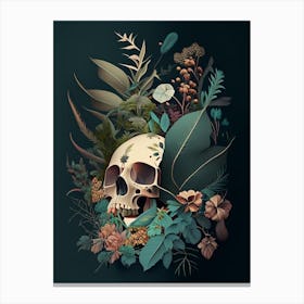 Skull With Terrazzo 3 Patterns Botanical Canvas Print
