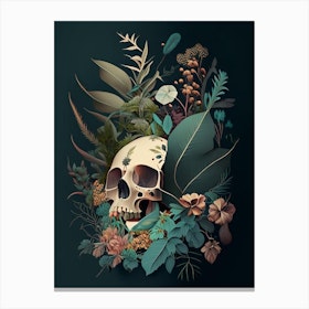 Skull With Terrazzo 3 Patterns Botanical Canvas Print