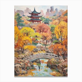 Autumn City Park Painting Jingshan Park Beijing China 2 Canvas Print