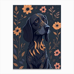 Floral Dog Portrait Boho Minimalism (10) Canvas Print