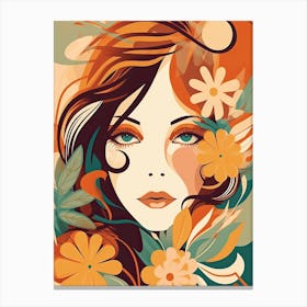 Bloom Body Woman Neutral Colours Boho Style 4 Canvas Print