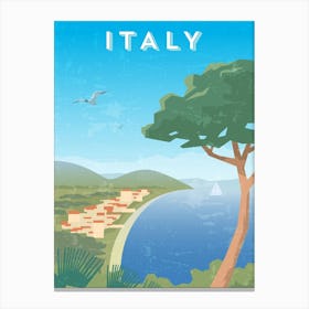 Italy — Retro travel minimalist poster Canvas Print