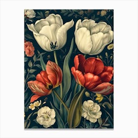 Tulips Inspired By William Morris Canvas Print