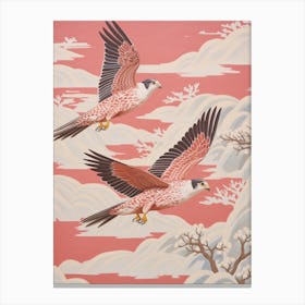 Vintage Japanese Inspired Bird Print Falcon 2 Canvas Print